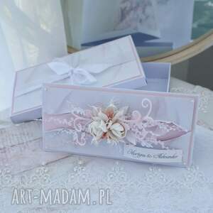 kartka ślubna pudrowy róż personalizowana