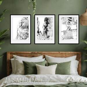 tryptyk czułości 3 x 21cm 30cm abstrakcja, zestaw obrazów, nowoczesne