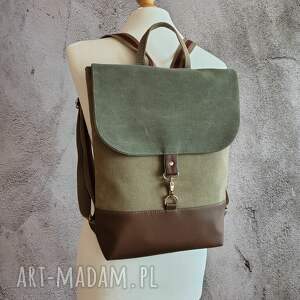 Damski plecak canvas na laptopa i A4 - handmade