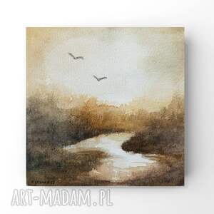 pejzaż - akwarela formatu 15/15 cm - Obrazy