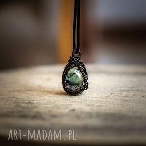 naszyjnik fludziak, fluoryt, wire wrapping kamieniem kamienie