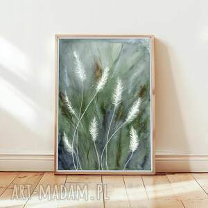 Oryginalna A4. Łąka, akwarela, trawa, pejzaż, kwiaty