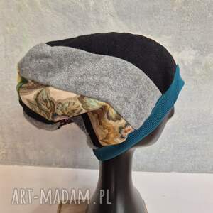 czapka na podszewce kolorowa patchworkowa rękodzieło świetna na codzienne
