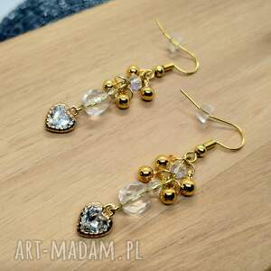 kolczyki z serduszkami i szklanymi kryształkami kr/3/26 kulki