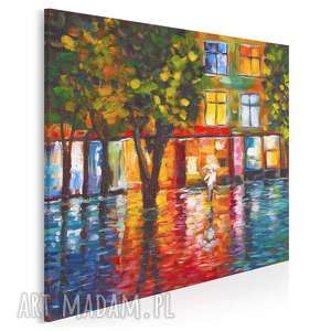 obraz na płótnie - odbicie ulica miasto w kwadracie 80x80 cm 78803, postać