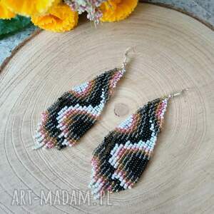 abstrakcyjne kolczyki z drobnych koralików, biżuteria dla niej