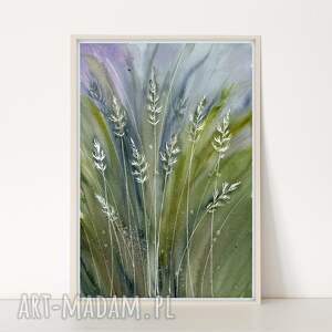 Oryginalna A4. Akwarela, łąka, ilustracja, trawy