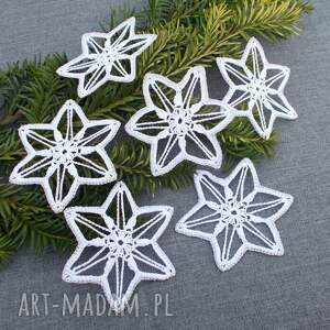handmade pomysł co pod choinkę zestaw ażurowych biało srebrnych gwiazdek