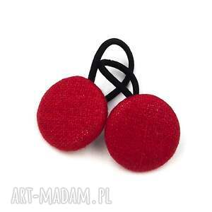 handmade pomysł na upominki gumeczki do włosów czerwone lniane linen red