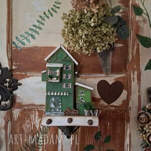 Prezent Zielony domek na klucze I drobiazgi, wieszak - drewna