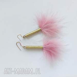 piórko kolczyki zmatowione, mosiądz