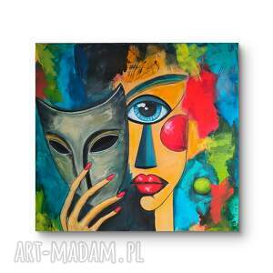 KasiaNachajska-Art: Za maską - portret, prezent, kolorowy