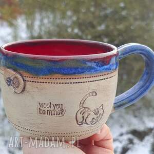 handmade pomysł na upominki na święta ceramiczny kubek - kotki (c725)