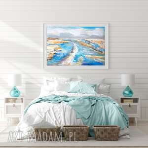 obraz olejny pejzaż morze lato abstrakcja do salonu 29x42 cm
