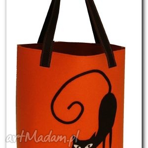 handmade na ramię bardzo duża pomarańczowa, xxl minimalistyczna torebka z aplikacją 3d