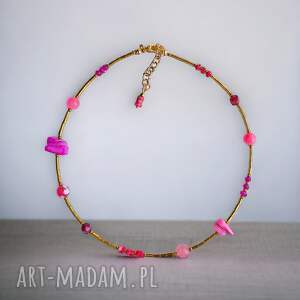 handmade naszyjniki naszyjnik pink: choker: summer collection: różowy