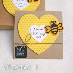 kartka w pudełku bee happy, ślub ślubna pszczoła, pszczoły, pszczółka