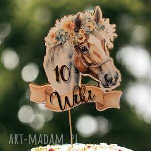 handmade dekoracje urodzinowe topper do tortu dla koniary, z imieniem i cyfrą