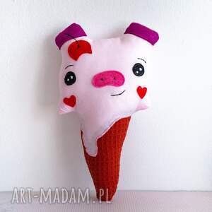 ręcznie robione maskotki seria lodziomiodzio - świnka - 29 cm