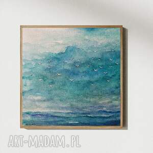 MORZE akwarela formatu 20/20 cm, mewy