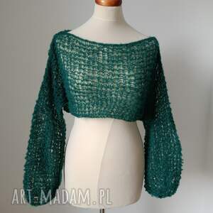 swetry jedwabny sweter mgiełka butelkowa zieleń, jedeab