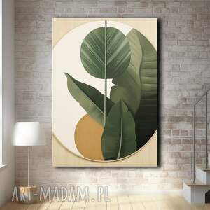 tropikalne liście - obraz na płótnie 70x100cm druk, rama loft, minimalizm