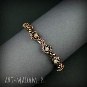 Miedziana bransoleta mankietowa z cytrynem, cytryn