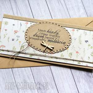 kartka kopertówka ślubna - delikatna łąka, polne kwiaty, kwiaty