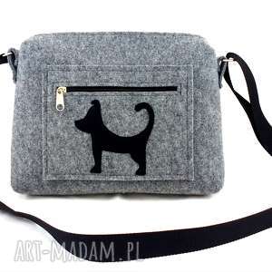 handmade na ramię small bag & black dog