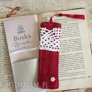 Zakładka do książki handmade z różami i koronką