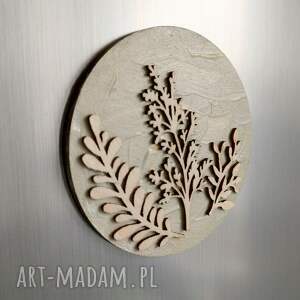 Prezent Magnes roślinny malowany akrylem na złoty metalik i biel