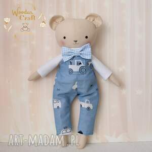 Prezent Miś Antoś przytulanka w białym sweterku i niebieskich