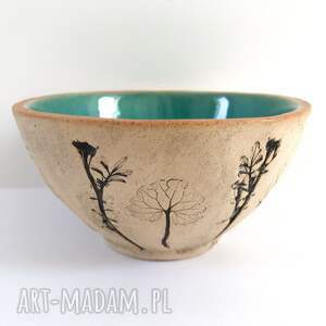 miseczka z roślinkami, ceramika artystyczna, miska handmade naturalne dekoracje
