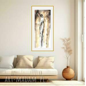 Ona i On grafika z akwarelą o wymiarach 30cm x 73cm, duże obrazy