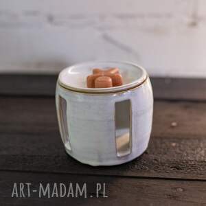 handmade ceramika kominek na wosk zapachowy - kominek na olejek zapachowy - szron