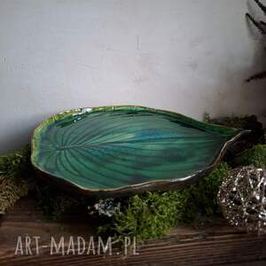 talerz ceramiczny - liść, patera, prezent