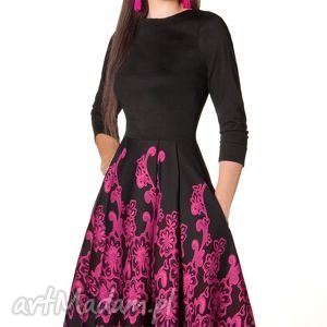 sukienki sukienka zuza midi ażur malina (góra czarna)
