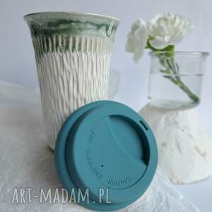 kubek ceramiczny z pokrywką 2 kawy herbaty, kubki, prezent