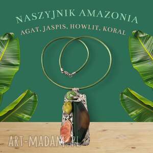 naszyjnik z witrażowym wisiorem amazonia, naszyjnik z wisiorem, witrażowy wisior