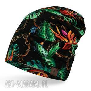 handmade czapki czapka dresowa smerfetka, krasnal czpak w gepardy, kolorowa czapka