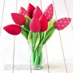 ręcznie wykonane dekoracje urodzinowe tulipany czerwony bawełniany bukiet