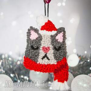 kot maurycy - urocza ozdoba na choinkę, kocur dekoracja świąteczna