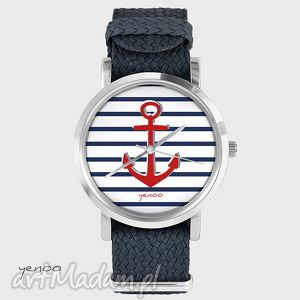 zegarki zegarek, bransoletka - kotwica grafitowy, pasek, nato, marynarski