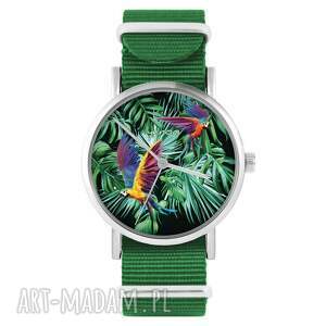ręczne wykonanie zegarki zegarek - papugi, tropikalny - zielony, nylonowy