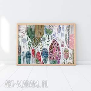 gabriela krawczyk plakat 40x50 cm - pastelowy ogród wydruk, kwiaty abstrakcja