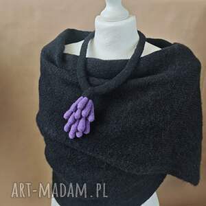 naszyjnik filcowany fioletowe sople z wełny