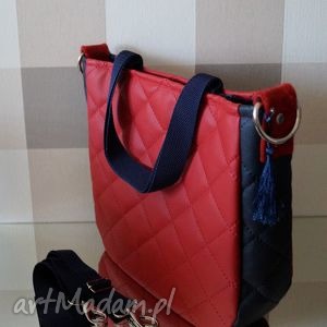 pikowana torba z ekoskóry, modna, listonoszka podszewka torebki