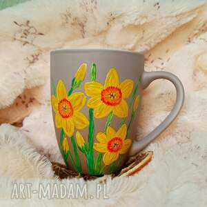 kubki żonkile kubek ręcznie malowany 300 ml, prezent upominek