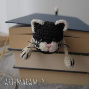 handmade zakładki zakładka do książki czarno-biały kotek
