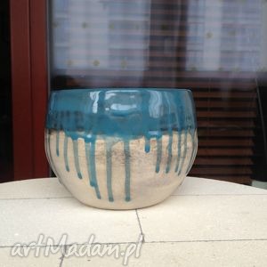 misa turkusowo - czarna, ceramika, waza, glina ceramiczna, unikalny